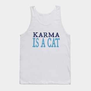 Karma is a Cat (navy and sky blue) Tank Top